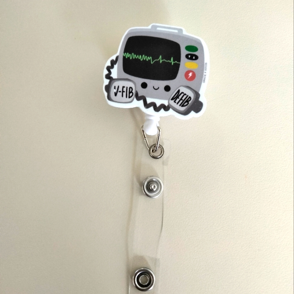 NEW Cute Medical Badge Reel with V-Fib Defib Design